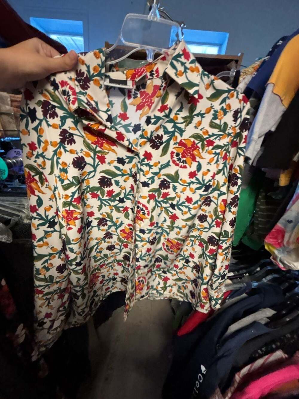 Maggie Barnes Women's Floral Print Long Sleeve Button-Down Blouse Size 22W